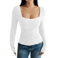 thumbnail image 1 of Womens Shirts Blouses Square Neck Lace Trim Cropped Slim Fit Low Cut Long Sleeve Lace Patchwork Womens Shirts, 1 of 4