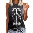 thumbnail image 1 of Womens Shirts Blouses Sleeveless Round Neck Skeleton Graphic Print Womens Summer Clothes,Dark Gray,2XL, 1 of 4