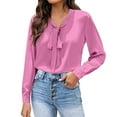thumbnail image 1 of Womens Shirts Business Casual Fall Tops Long Sleeve Bow Tie Neck formal Womens Tshirts Trendy Red M, 1 of 3