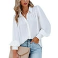 thumbnail image 1 of Womens Shirts Button Down Printed Lantern Long Sleeve Blouse Fashion Casual Tops 2025 White M, 1 of 7