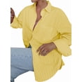 thumbnail image 1 of Womens Shirts Button Down Stripe Long Sleeve Blouse Fashion Casual Tops 2025 Yellow L, 1 of 5