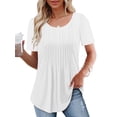 thumbnail image 1 of Womens Shirts Casual Fashion Short Sleeve Tops For Women 2025 Scoop Neck Blouses Cute Work Tees S White, 1 of 6