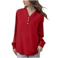 thumbnail image 1 of CHUMUD Womens Shirts Casual Henley Tops for Women Fall Button Down Blouses V Neck Long Sleeve Comfy Solid Loose Fit Tops, XL-5XL, 1 of 6