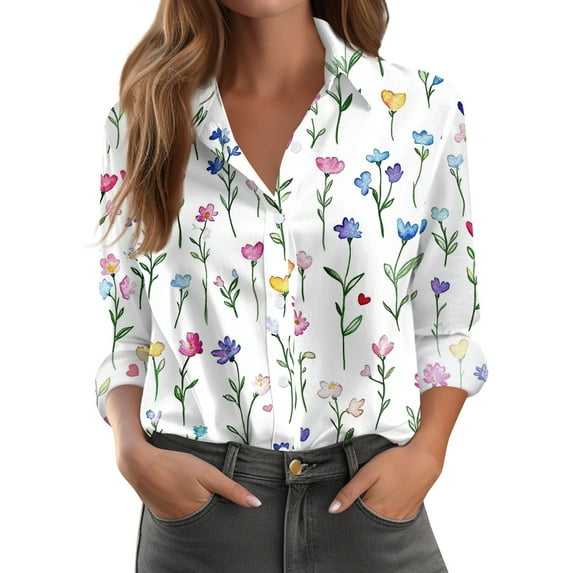 Womens Shirts Casual Summer 3/4 Sleeve
