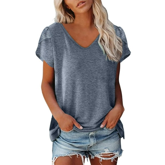 Womens Shirts Casual Womens Plus Size Shirts Crew Neck Solid Short Sleeve Casual Top T Shirts Women Grey XL