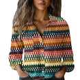 thumbnail image 1 of Womens Shirts Cotton Print Button Down Long Sleeve Spring Summer T Shirts for Women Multicolor 5Xl, 1 of 7