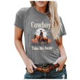 thumbnail image 1 of Womens Shirts Cowboy Take Me Shirt Western Cowboy Vintage Graphic Horse Tees Womens Tops Light Gray XXL, 1 of 4