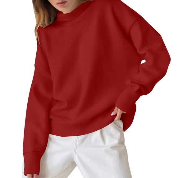 Womens Shirts Fall Sevevn Womens Oversized Sweatshirts Turtleneck Pullover Long Sleeve Hoodies Tops 2025 Fall Fashion Preppy Outfits