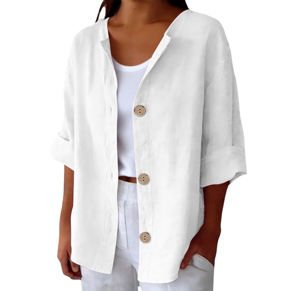 Womens Shirts Fashion Casual Comfortable Shirt 3/4 Long Sleeve on Sale