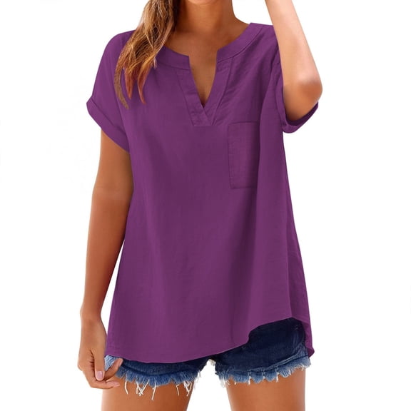 Womens Shirts Fashion Casual V Neck Short Sleeve Top T Shirt Workout Tops