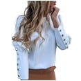 thumbnail image 1 of Womens Shirts Fashion Solid Round Neck Long Sleeves Shirt Blouse Loose Tunic Top, 1 of 8