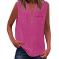 thumbnail image 1 of Womens Shirts Fashionfor Wear Sleeveless Button Up Versatile Solid Color For Jeans Womens Clothes,RD2,4XL, 1 of 5