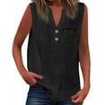 thumbnail image 1 of Womens Shirts Fashionfor Wear Sleeveless Button Up Versatile Solid Color For Jeans Womens Dressy Casual Shirts,Black,M, 1 of 5