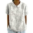 thumbnail image 1 of Womens Shirts Linen Floral Lapel Button Loose Summer Tshirts Shirts for Women Clear L, 1 of 4
