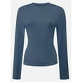 thumbnail image 1 of Womens Shirts Long Sleeve Crew Neck Ruched Stretch Basic Fitted Tee Shirts Tops, 1 of 5