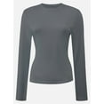 thumbnail image 1 of Womens Shirts Long Sleeve Crew Neck Ruched Stretch Basic Fitted Tee Shirts Tops, 1 of 5