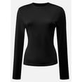 thumbnail image 1 of Womens Shirts Long Sleeve Crew Neck Ruched Stretch Basic Fitted Tee Shirts Tops, 1 of 5