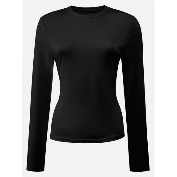 Womens Shirts Long Sleeve Crew Neck Ruched Stretch Basic Fitted Tee Shirts Tops
