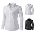 thumbnail image 1 of Womens Shirts Long Sleeve Shirts Dress Shirts Button Down Shirts Solid Work Blouse Fashion Clothes, 1 of 4
