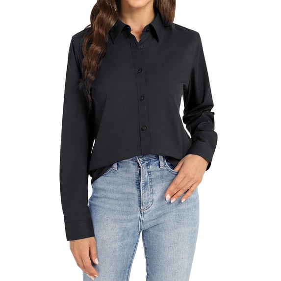 Womens Shirts Long Sleeve Tops Collared V Neck Shirts Lightweight Sweatshirt 2024 Fall Fashion Clothes on Sale