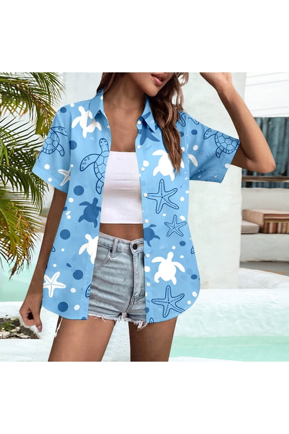 Womens Shirts Loose Fit Unisex Print Casual Shirt For Summer Relaxation Fashion Trendy Clothes