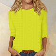 thumbnail image 1 of Womens Shirts Loose Women's Fashion Casual Round Neck 3/4 Sleeve Loose Solid Colour T-Shirt Ladies Top, 1 of 6