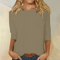 thumbnail image 1 of Womens Shirts Loose Women's Fashion Casual Round Neck 3/4 Sleeve Loose Solid Colour T-Shirt Ladies Top, 1 of 6