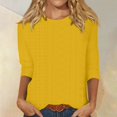 thumbnail image 1 of Womens Shirts Loose Women's Fashion Casual Round Neck 3/4 Sleeve Loose Solid Colour T-Shirt Ladies Top, 1 of 6
