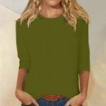 thumbnail image 1 of Womens Shirts Loose Women's Fashion Casual Round Neck 3/4 Sleeve Loose Solid Colour T-Shirt Ladies Top, 1 of 6