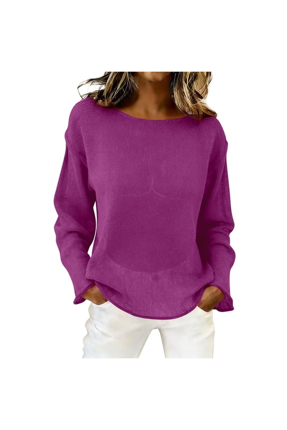 Womens Shirts Mesh Long Sleeve Tops Boat Neck See Through Lightweight Sweater Crochet Knit Tops on Sale