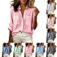 thumbnail image 1 of Womens Shirts Ndbuld Ladies' Spring Striped Casual Button Long Sleeved Shirt with Pocket Top Blue M, 1 of 9