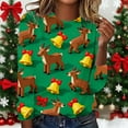 thumbnail image 1 of Womens Shirts Plus Size Long Sleeve Crewneck Christmas Tops Comfort Festival Party Wear Basic Tee Seasonal Print Casual Outfits, 1 of 5