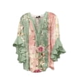 thumbnail image 1 of Womens Shirts Print V Neck 3/4 Sleeve Loose Spring Summer T Shirts for Women Multicolor L, 1 of 4