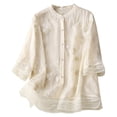 thumbnail image 1 of Womens Shirts Retro Embroidered Patchwork Elegant Spring Summer T Shirts for Women White L, 1 of 8