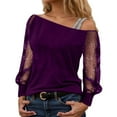 thumbnail image 1 of Womens Shirts Sequin Shirt Purple Long Sleeve Sparkly Outfits for Women Glittery Top Ladies Holiday Outfits Womens Holiday Party Tops, 1 of 4