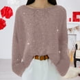 thumbnail image 1 of Womens Shirts Sequin Top for Women Pink Long Sleeve Sparkly Outfits for Women Glittery Top Sequin Womens Top Womens Holiday Party Tops, 1 of 4