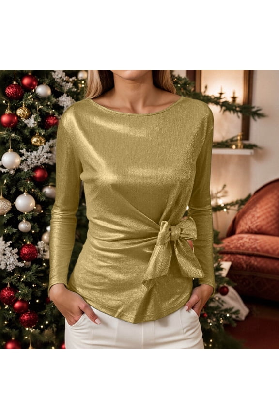 Womens Shirts Sequins Tops for Women Gold Long Sleeve Sparkly Top Glitter Tops Womens Fancy Tops Holiday Tops for Women Dressy Sparkly