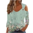 thumbnail image 1 of Womens Shirts Short Sleeve 3/4 Sleeve Tops for Women Plus Shirts for Women Graphic Tees cotton tops for women 3/4 sleeve Clearance Items Under 5 Dollars, 1 of 5