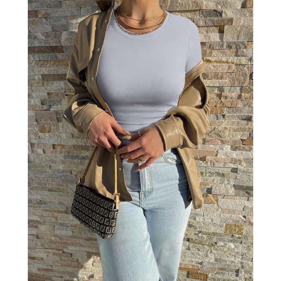 Womens Shirts Short Sleeve Crew Neck Ruched Stretch Fitted Tee Shirts Crop Tops