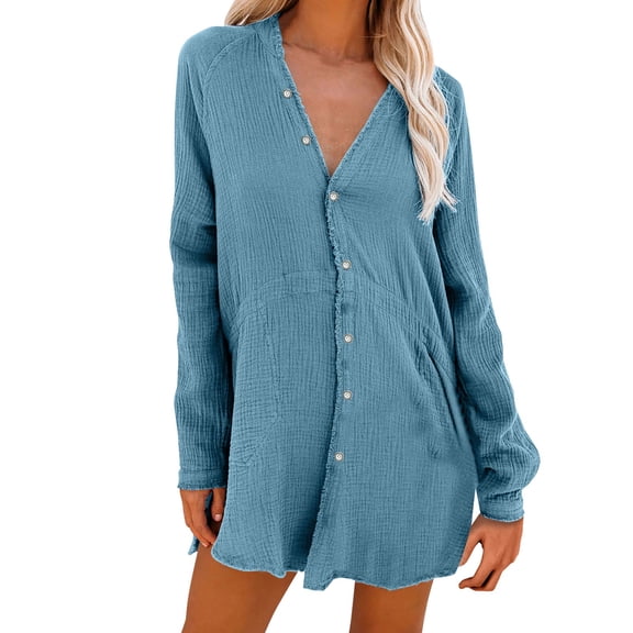 Womens Shirts Stylish Women Linen Shacket Long Sleeve Button Down Shirt Jacket for Versatile Everyday Wear Comfortable Fit Dress Alternative for Layering in All Seasons