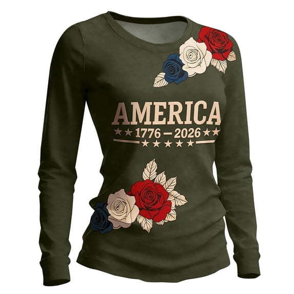 Womens Shirts Summer 250Th Anniversary Usa for Women 1776 2026 Patriotic American Flag V Neck T July 4Th Graphic Tee 250 Anniversary Usa Shirt Women Green XL