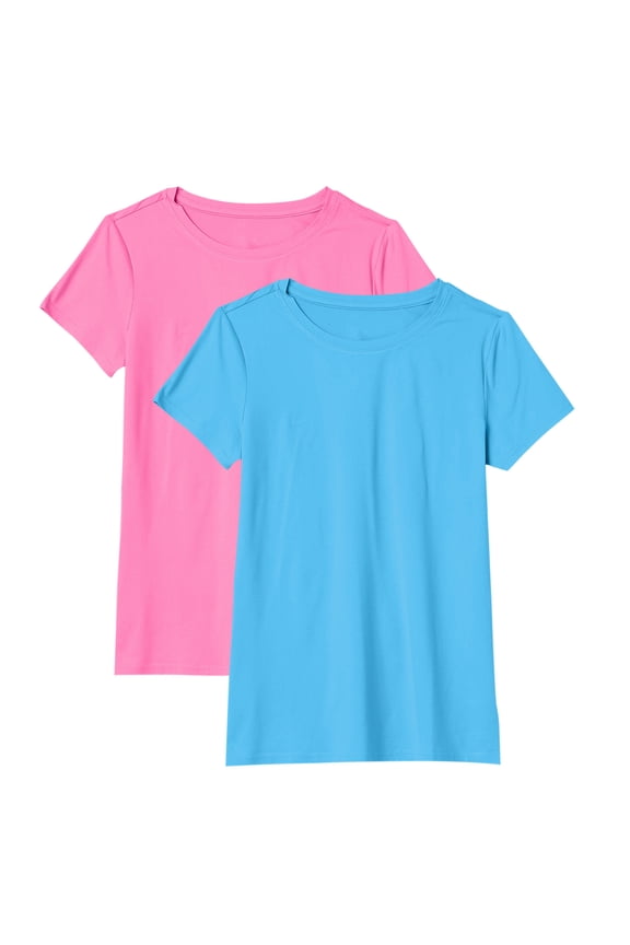 Womens Shirts Summer 2PCS Stretch Short Sleeve Crewneck T-Shirt Pack Of 2 Womens Tops