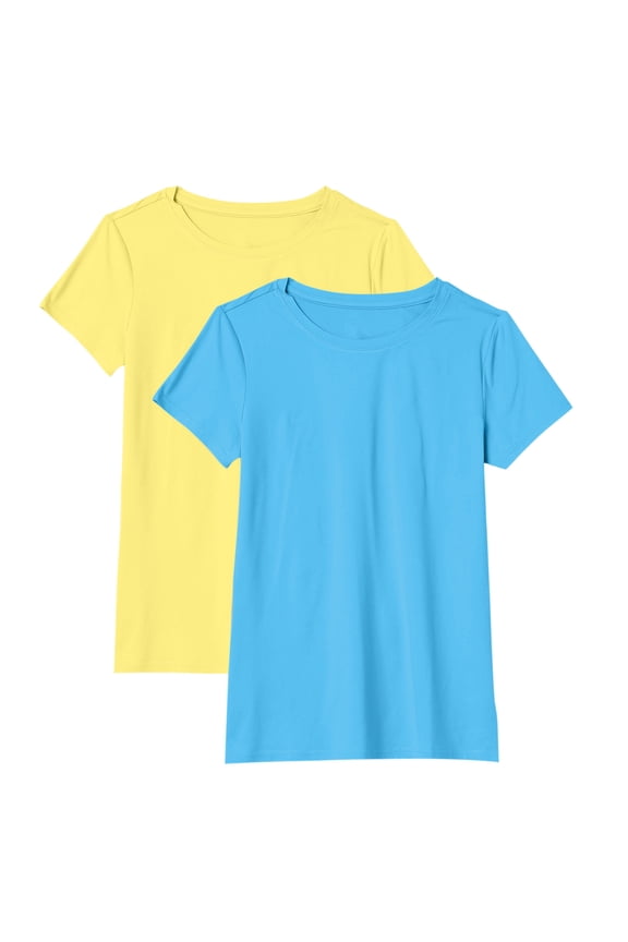 Womens Shirts Summer 2PCS Stretch Short Sleeve Crewneck T-Shirt Pack Of 2 Womens Tops
