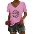 thumbnail image 1 of Womens Shirts Summer Baseball Festival Solid Color Baseball Printed V Neck Short Sleeved Top Womens Tops, 1 of 6