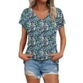thumbnail image 1 of Womens Shirts Summer Daily Casual V Neck Shirts Short Sleeve Tops Blouses Loose Fit Shirt Womens Tops, 1 of 5