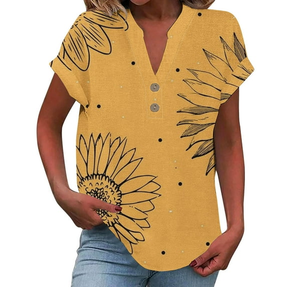 Womens Shirts Summer Fashion T Shirts Short Sleeve Casual V Neck Tops Cute Loose Fit Blouses Graphic Tees Womens Tops