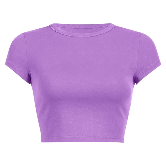 Womens Shirts Summer Round Neck Solid Color Short T Shirt Womens Tops