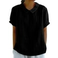 thumbnail image 1 of Womens Shirts Summer Solid Color Cotton And Linen Top Womens Tops, 1 of 7