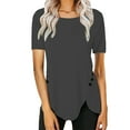 thumbnail image 1 of Womens Shirts Summer Spring Round Neck Irregular Curved Splicing With Loose Casual Short Sleeve T Shirt Womens Tops, 1 of 4