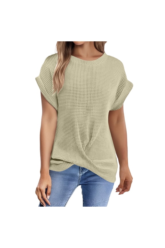 Womens Shirts Summer T Shirts Solid Batwing Sleeve Wrap Tee Casual Tshirt Trendy Tee Tops Womens Tops